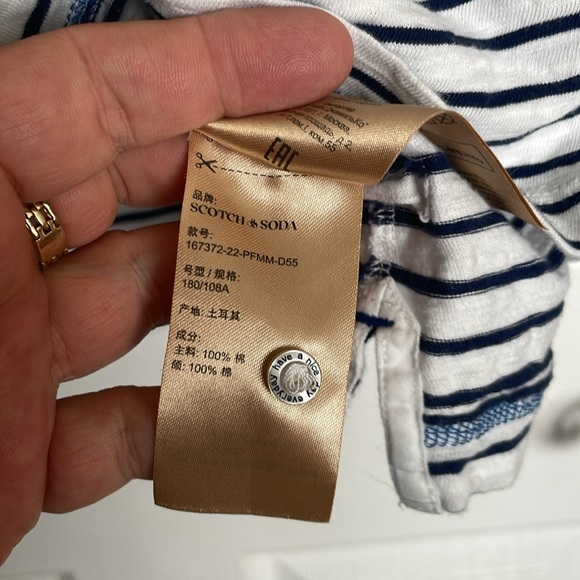 Scotch & Soda Black and White Striped Polo Shirt - Picture 6 of 7